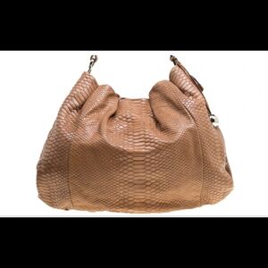 Furla Tan Snakeskin Hobo Bag